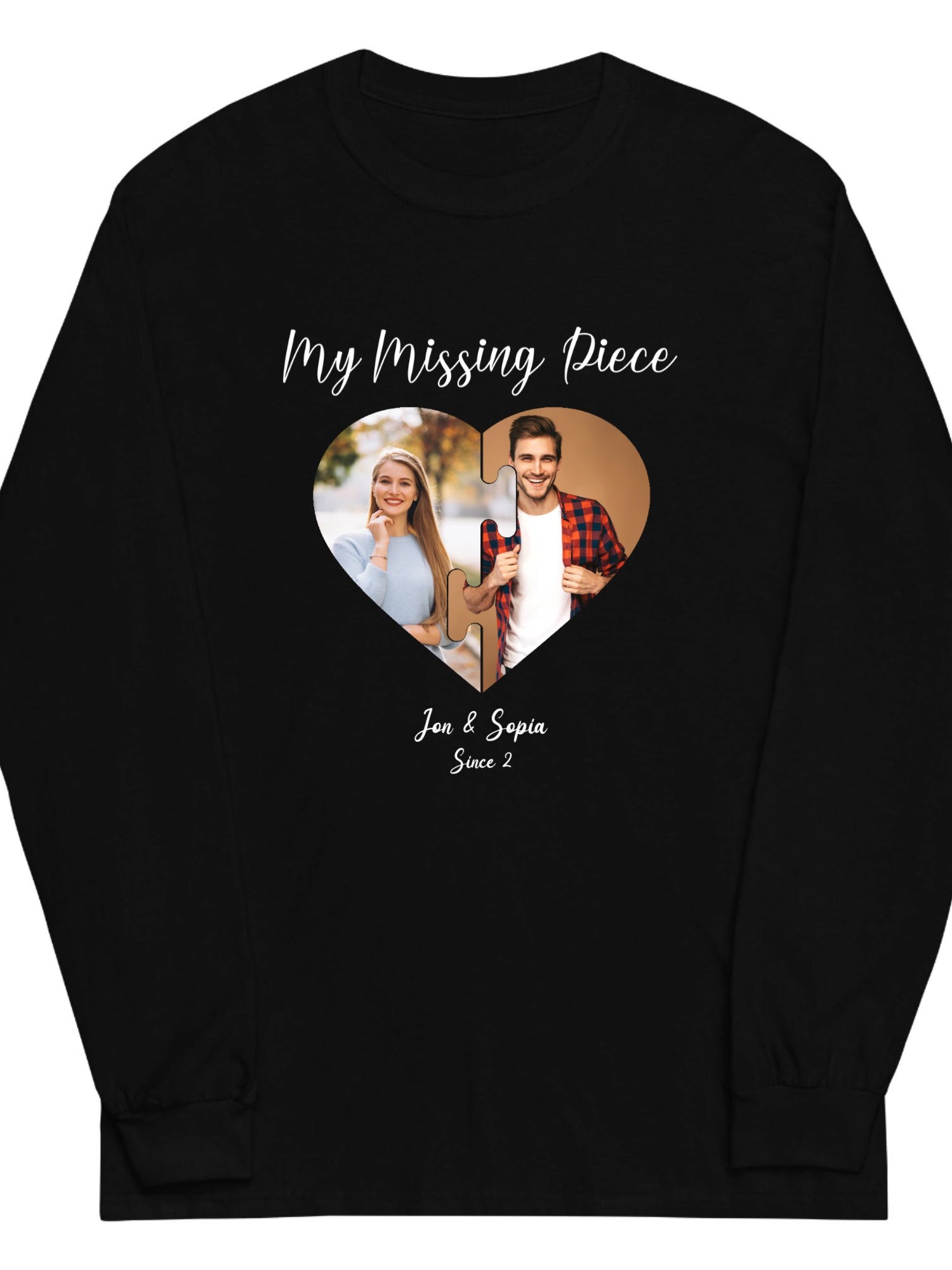 Men's Long Sleeve Shirt | Gildan 2400, Romantic Gift, My missing piece, Customize with your picture.