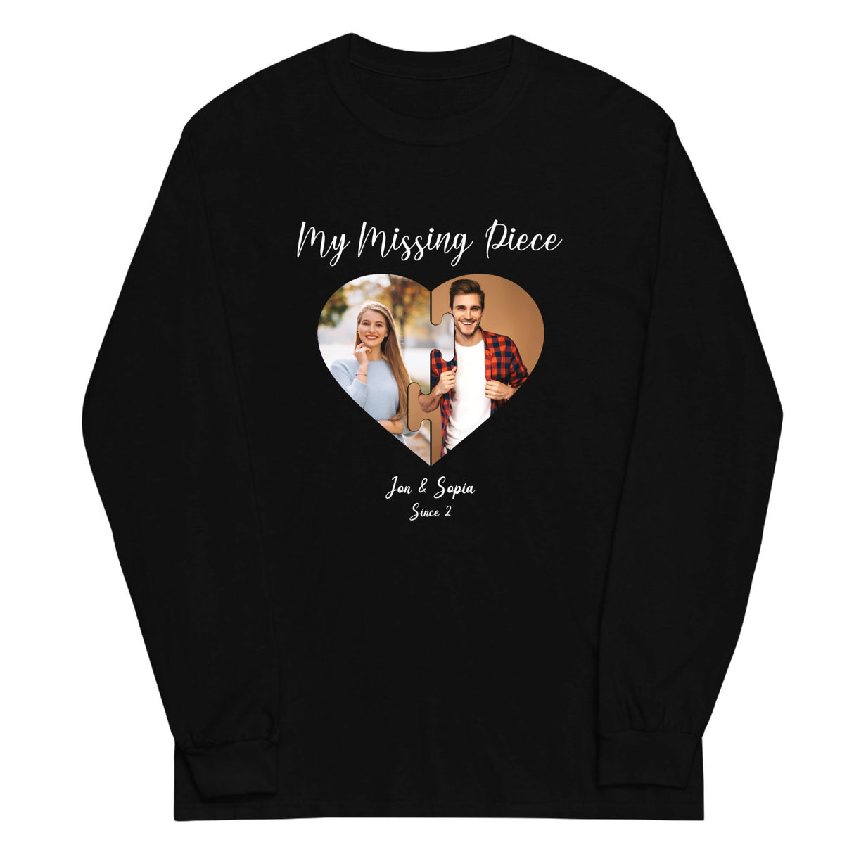 Men's Long Sleeve Shirt | Gildan 2400, Romantic Gift, My missing piece, Customize with your picture.