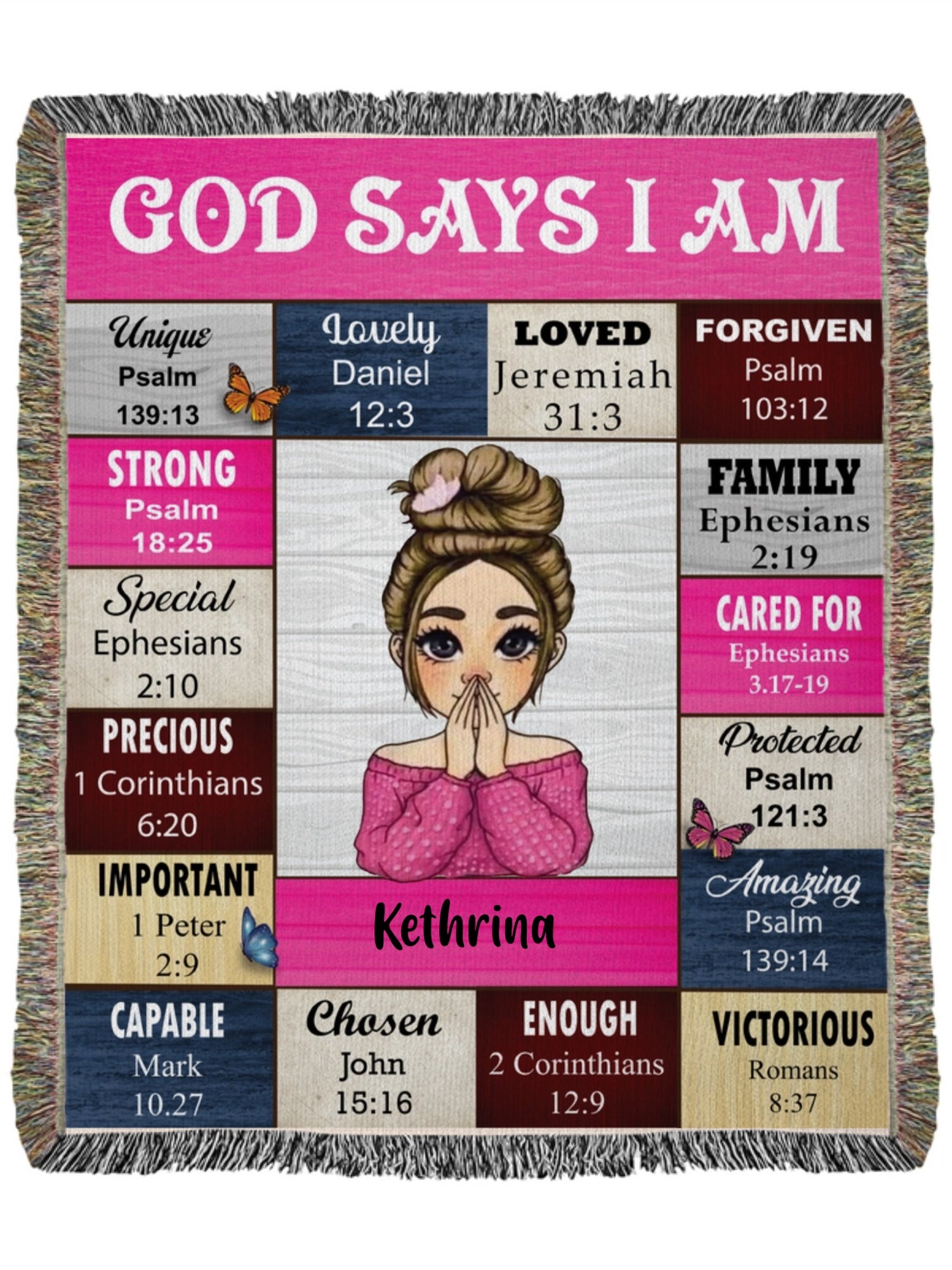 Heirloom Artwork Woven Blanket (Portrait), Customizable Picture, Gift for daughter or self.