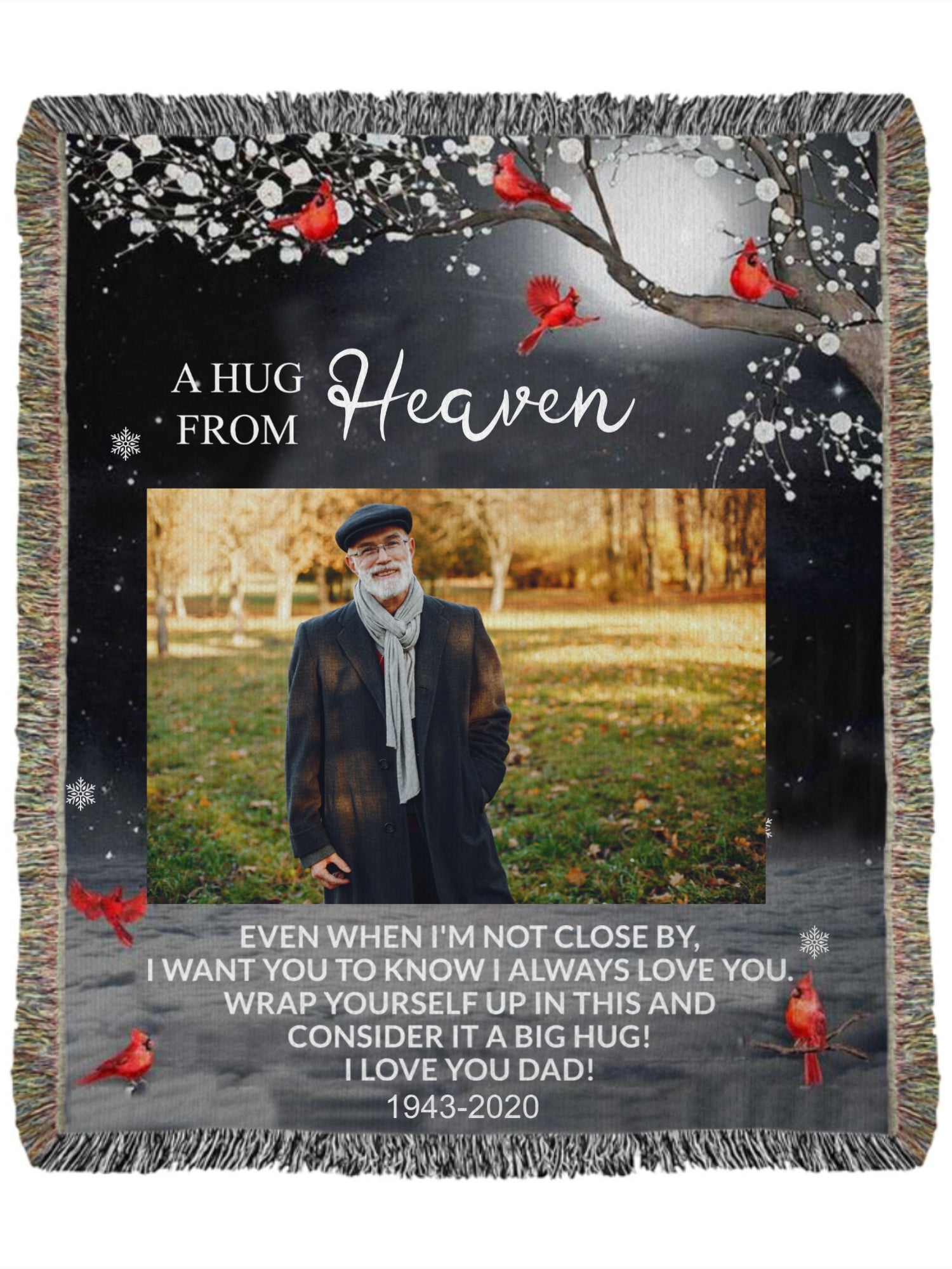 Heirloom Artwork Woven Blanket (Portrait), Memorial, Hug frm Heaven