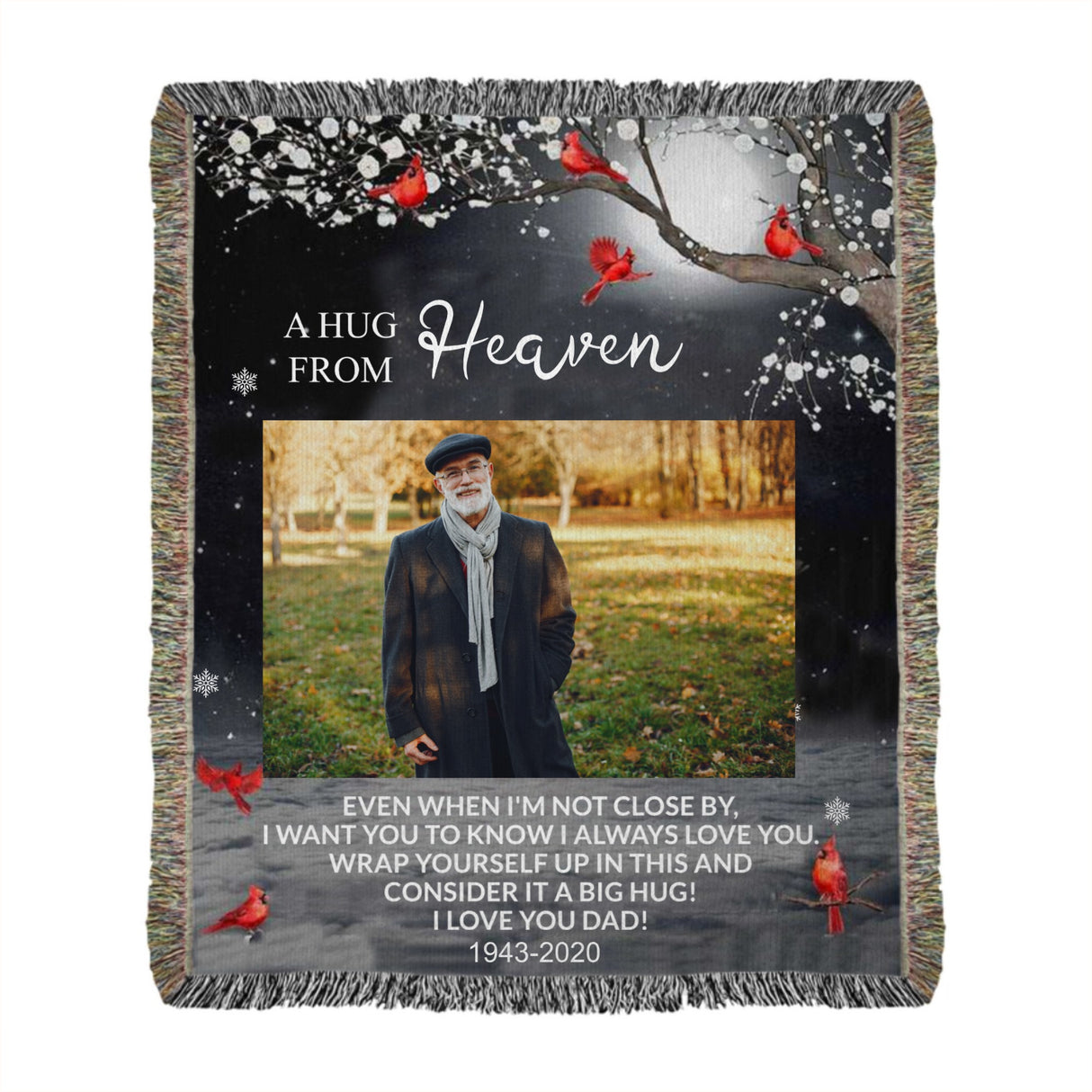 Heirloom Artwork Woven Blanket (Portrait), Memorial, Hug frm Heaven