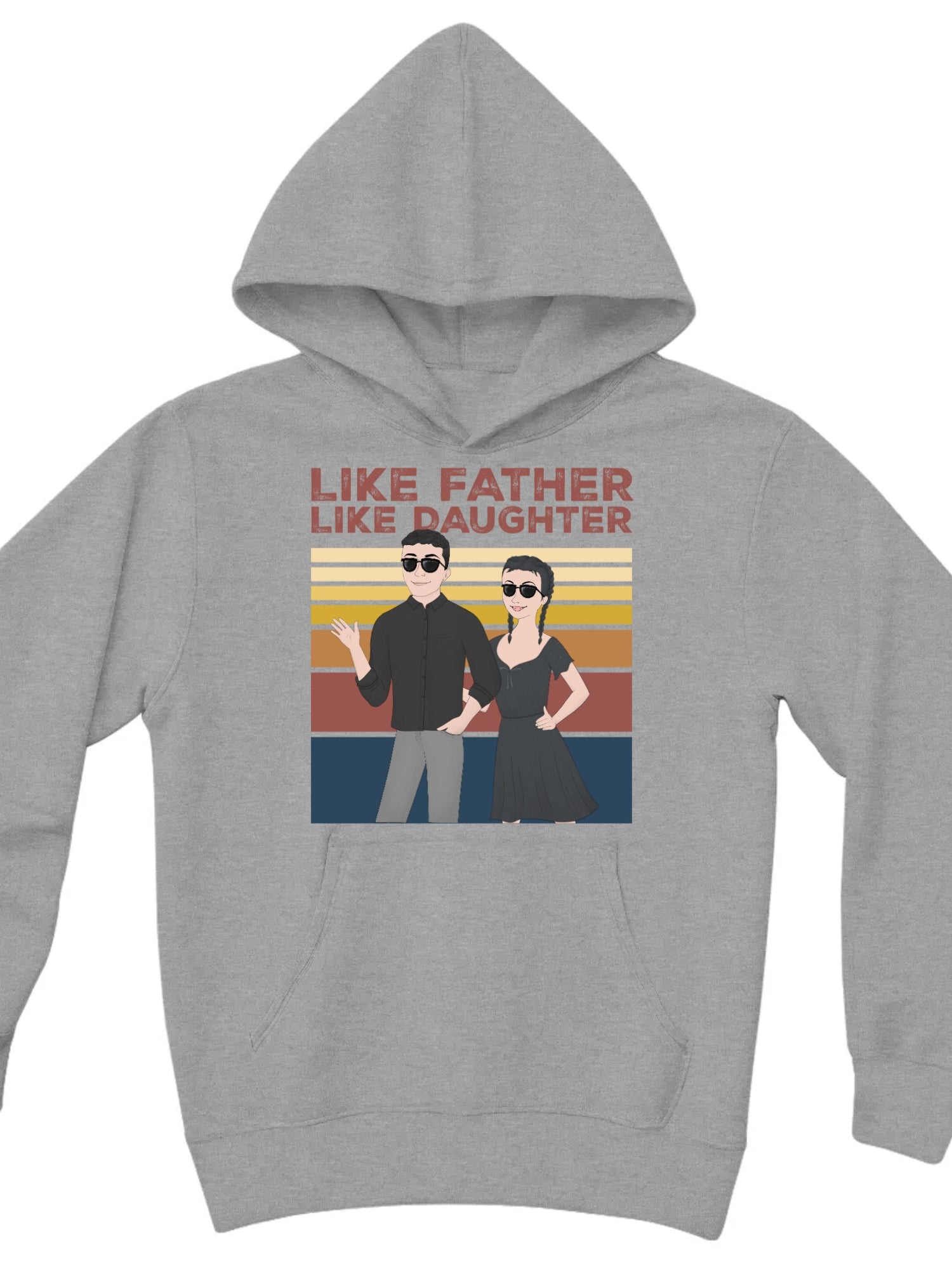 Bella + Canvas 3719Y Unisex Youth Pullover Hoodie Front Print, Gift for Father or Daughter, Customize with your clip art