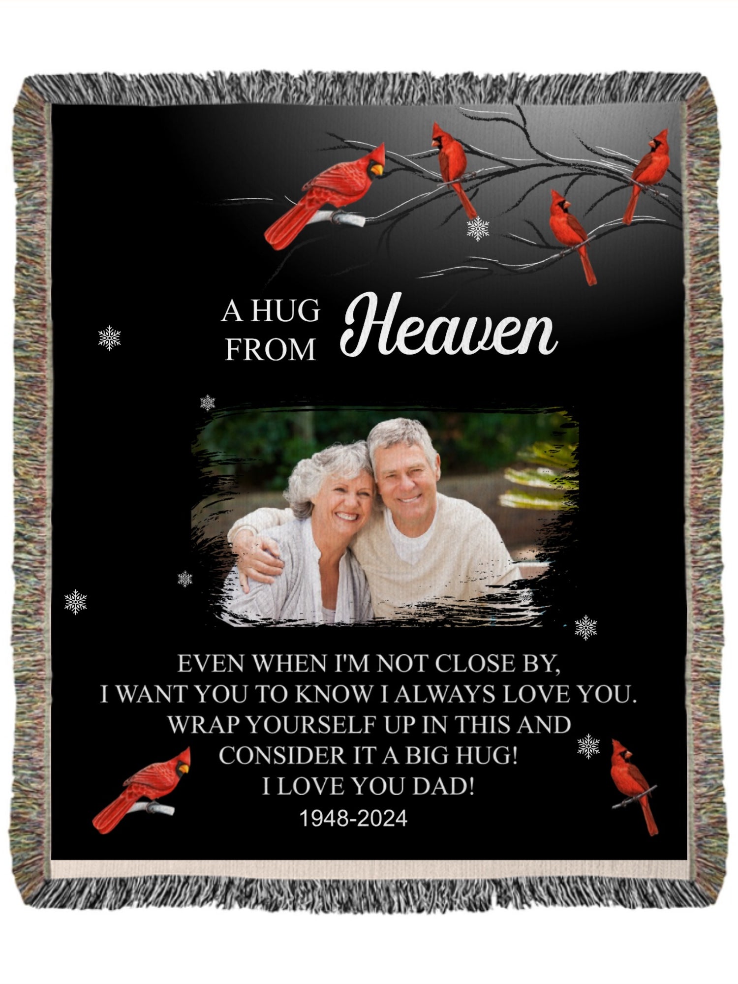 Heirloom Artwork Woven Blanket (Portrait), Hug from Heaven, Customize with picture