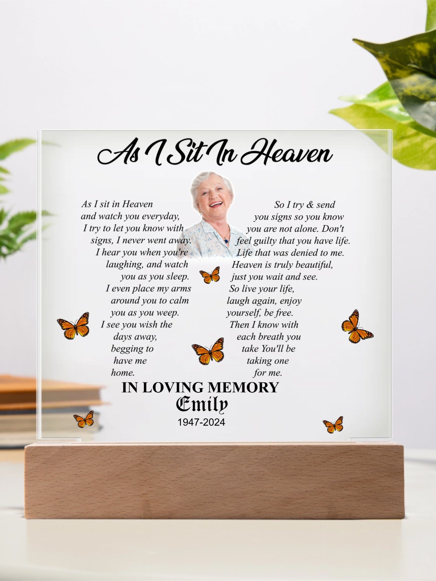 Acrylic Square Plaque, Memorial for loved ones.Customize with picture and date