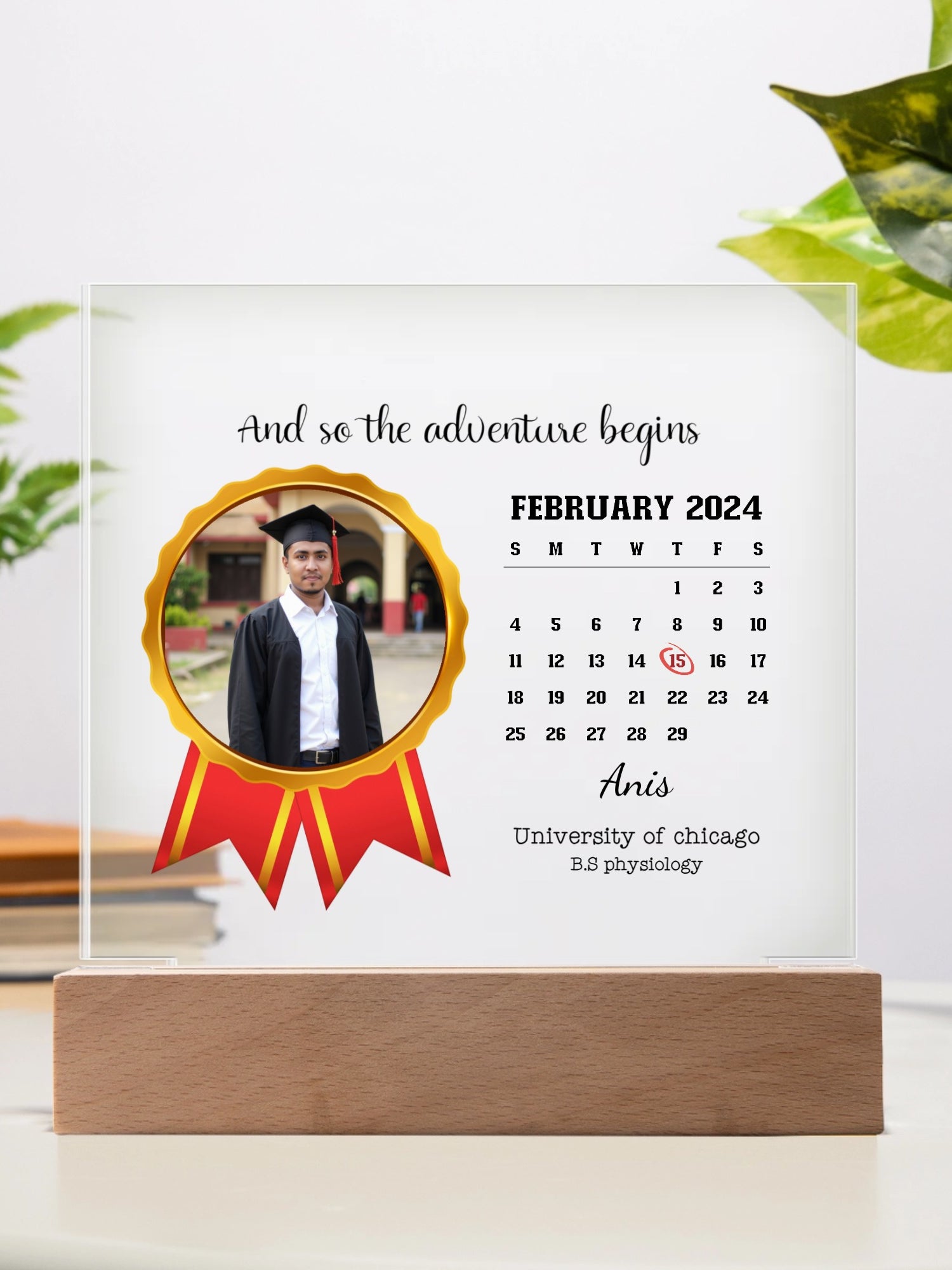 Acrylic Square Plaque, Graduation Gift, Customize with your picture and Name