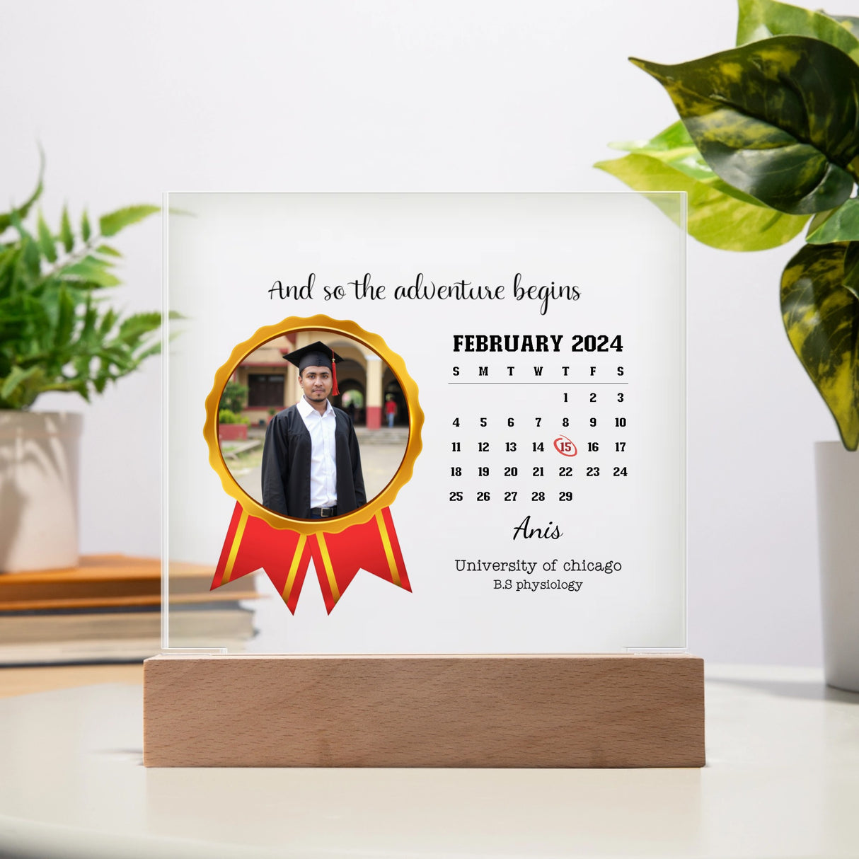 Acrylic Square Plaque, Graduation Gift, Customize with your picture and Name