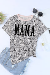 MAMA Animal Print Round Neck Short Sleeve T-Shirt
