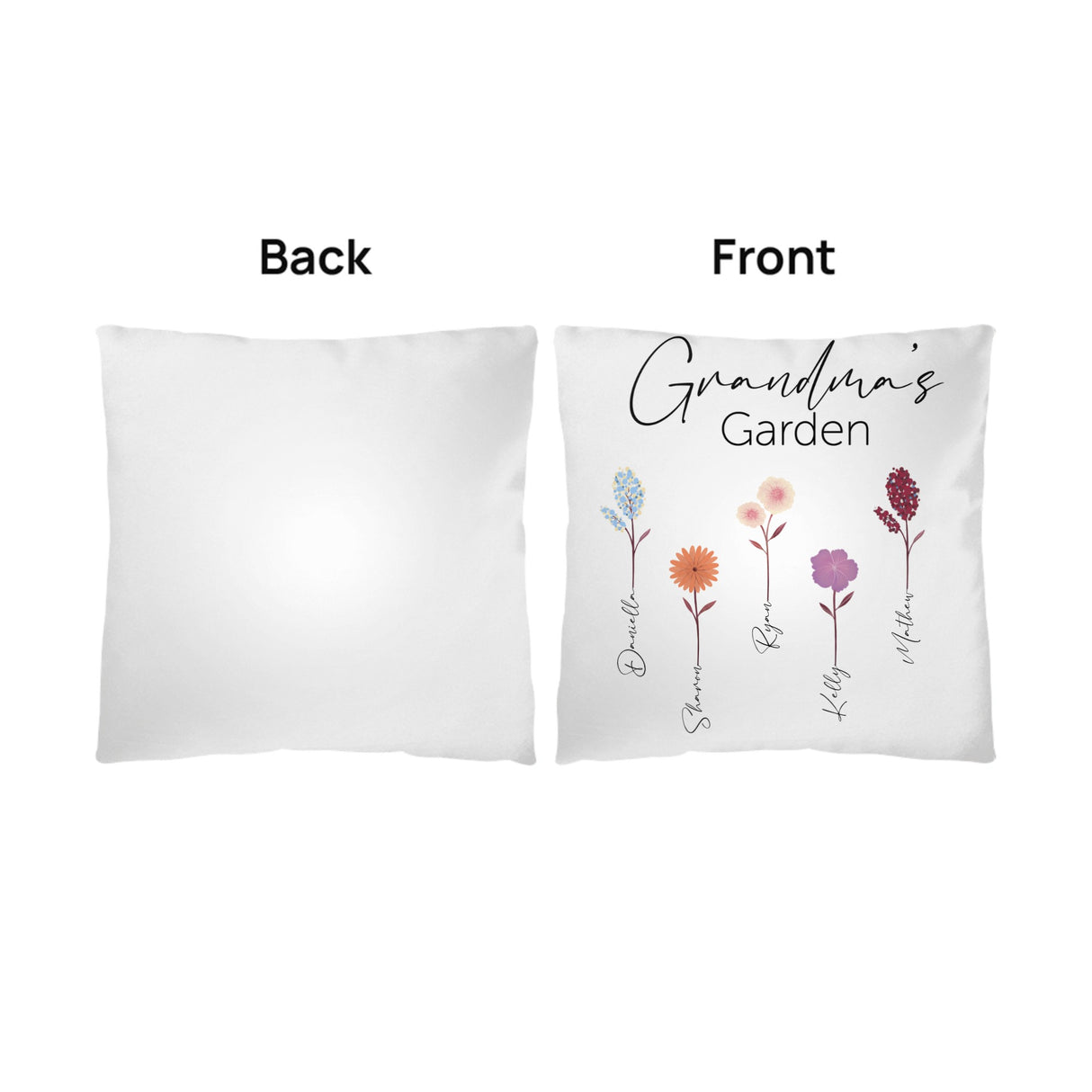 Classic Pillow, Granma's Garden, Customize it with grandkids names.
