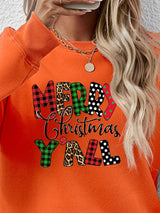 Letter Graphic Round Neck Long Sleeve Sweatshirt