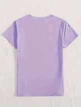 Letter Graphic Round Neck Short Sleeve T-Shirt