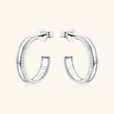 925 Sterling Silver Inlaid Moissanite C-Hoop Earrings