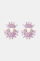 Flower Shape Glass Stone Dangle Earrings