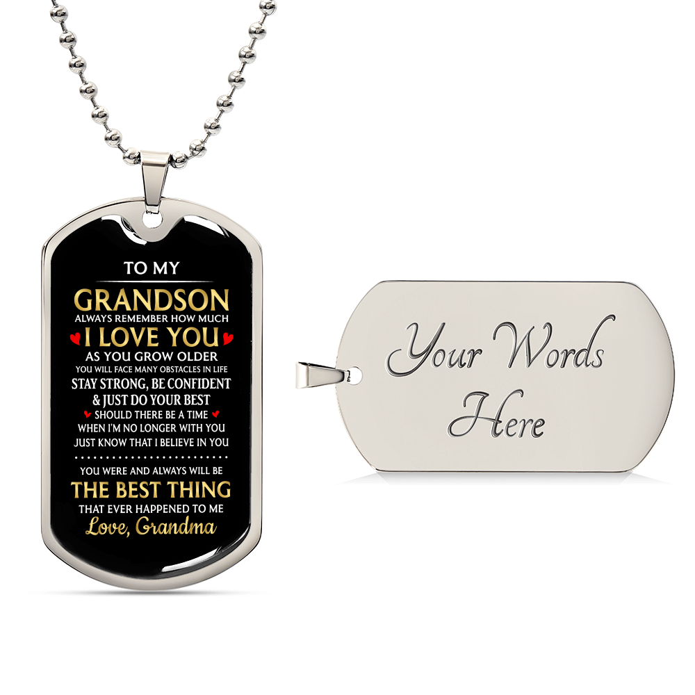 Luxury Graphic Dog Tag Necklace For Grandson
