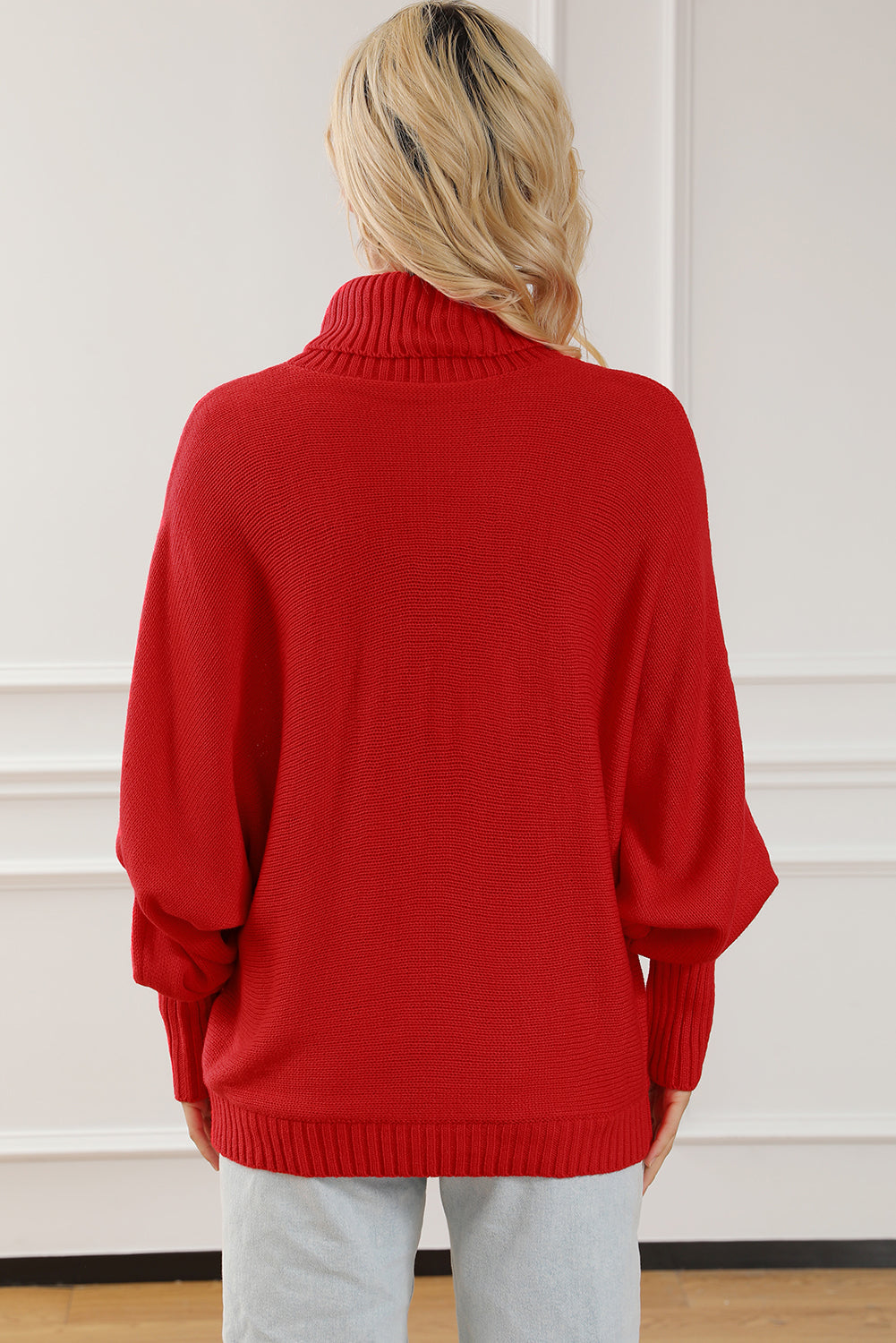 Merry Letter Embroidered High Neck Sweater